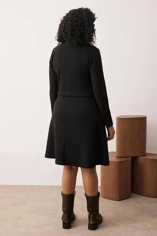 WOVCOR Polo Collar A-Line Knitted Plus Size Dress