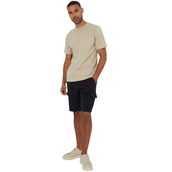 Threadbare Mens Textured Crew Neck Regular T-Shirt - Stone - 