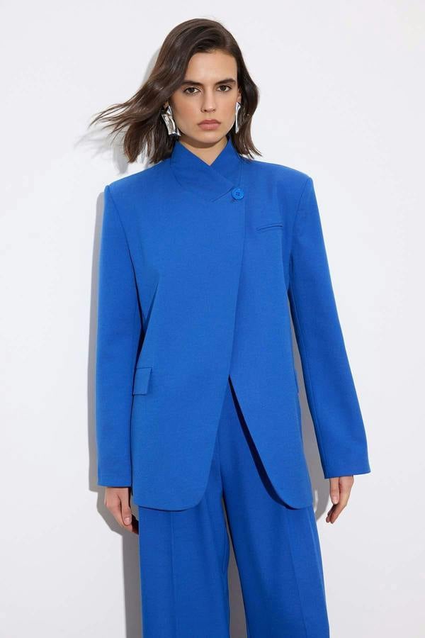 Limited Edition High Neck Long Sleeve Padded Shoulder Lined Blazer