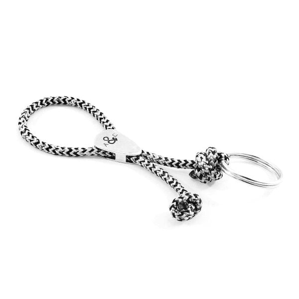 Anchor & Crew White Noir Pembroke Everyday Carry Silver and Rope Keyring