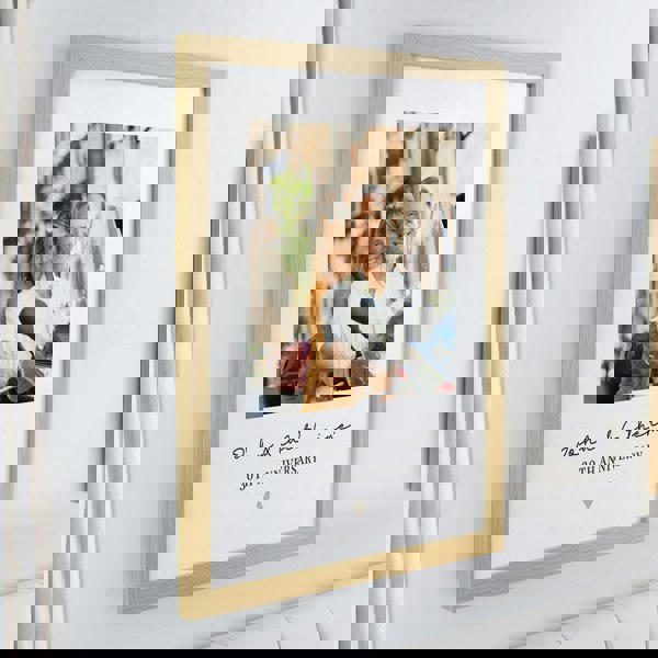 Personalised Memento Company Personalised Heart Photo Upload Oak Poster Frame