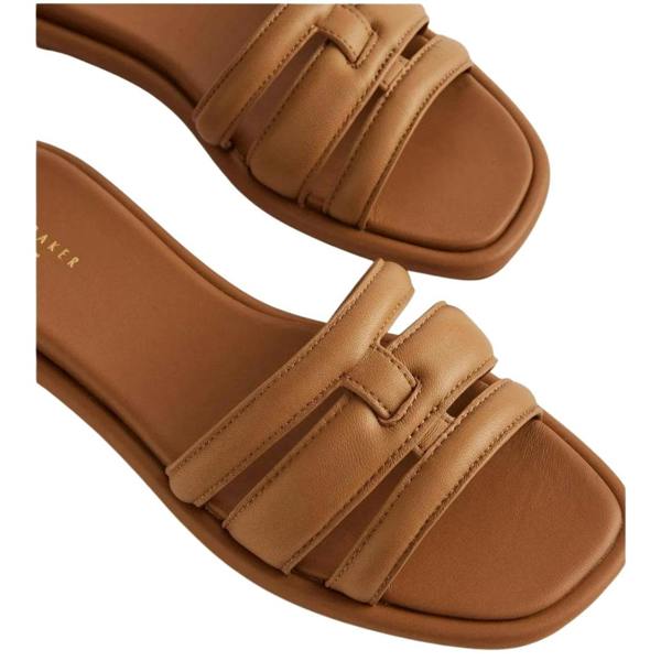 Ted Baker Leeiaa Flat Woven T Logo Brown Slide Sandals