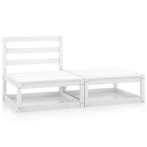 Berkfield 2 Piece Garden Lounge Set White Solid Pinewood