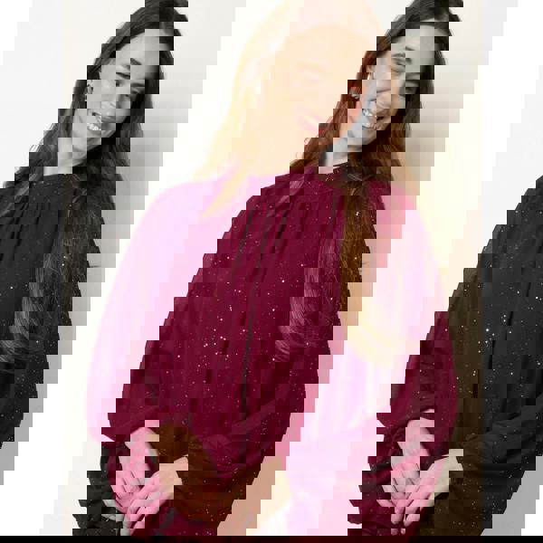 Blue Vanilla Metallic Sparkle Chiffon High Neck Puffball Top