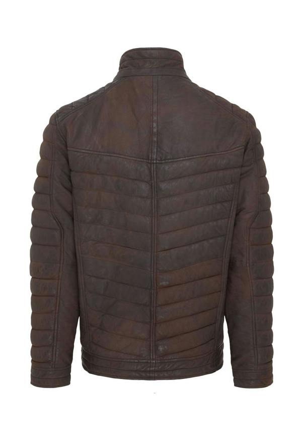 Infinity Leather Mens Quilted Puffer Leather Bomber Jacket - Torpoint