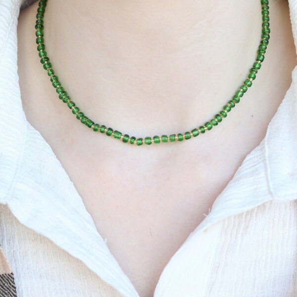 The Colourful Aura Green Crystal Quartz Tassel Mala Necklace