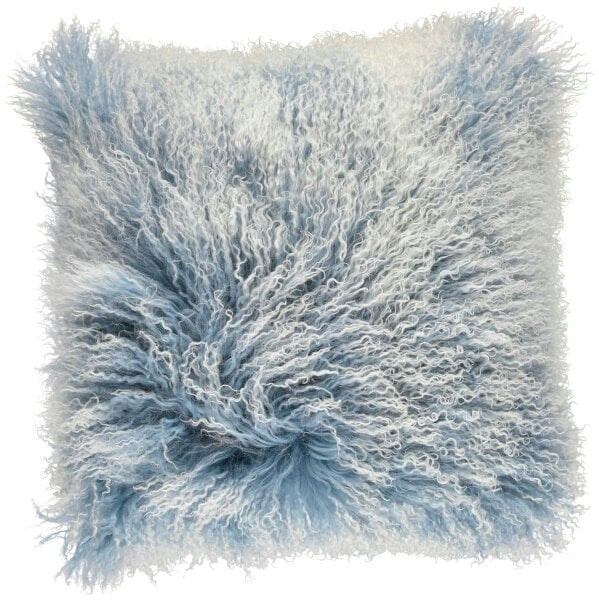 Natures Collection Snow Collection | Tibetan Curly Cushion | 60x60 cm | 40x40 cm - Faded Denim/Snow Top - 60x60 cm