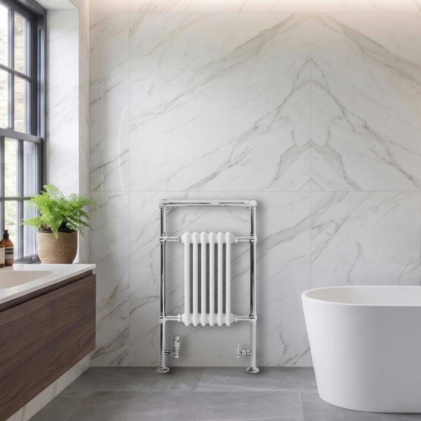 Monstershop Traditional Heated Towel Rail Radiator – 950mm x 570mm  – White