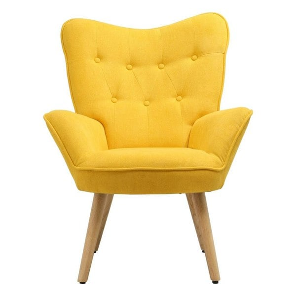 Multicolor Linen Upholstered Accent Chair with Wood Legs Wingback Chairs Living and Home