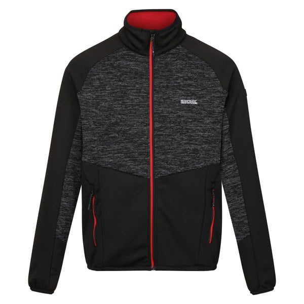 Regatta Men's Coladane V Marl Full Zip Fleece Jacket - Black/Danger Red