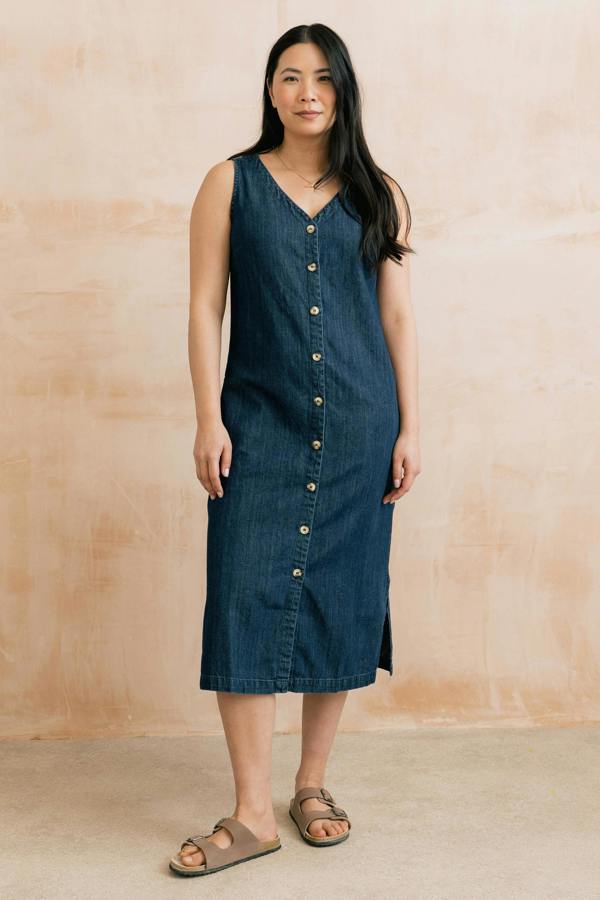 Lily & Me Erica Button Through Denim Midi Dress