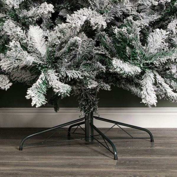 Samuel Alexander 8ft (2.4m) Snow Flocked Artificial Christmas Tree with Green Metal Stand and 1017 Tips
