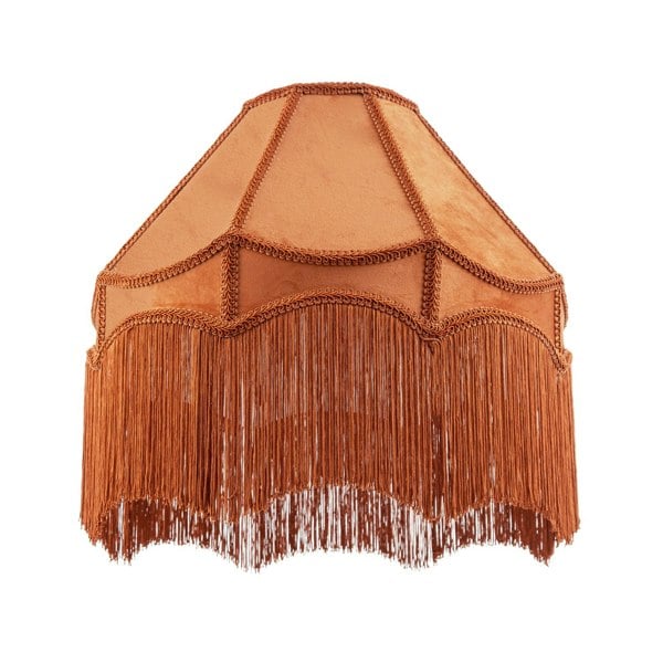 Traditional Victorian Empire 40cm Lamp Shade in Ochre with Tassels Image 1