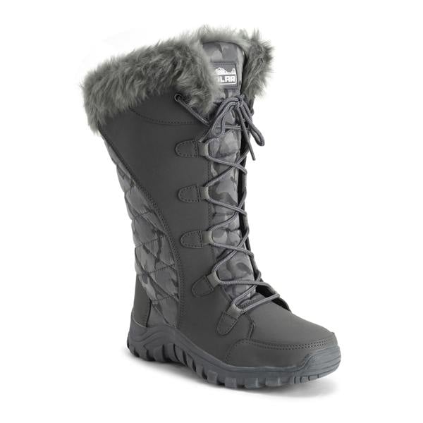 VIVA Women's Quilted Lace Up Waterproof Black Outdoor Cuff Snow Rain Boot