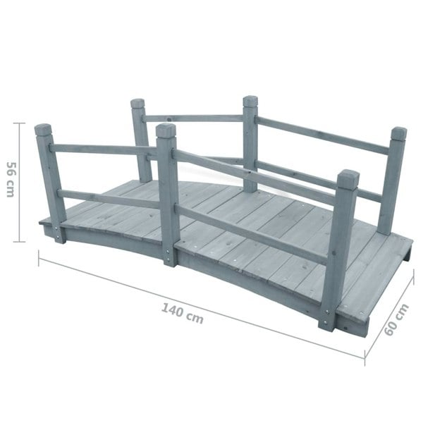 Berkfield Garden Bridge Grey 140x60x56 cm Solid Firwood