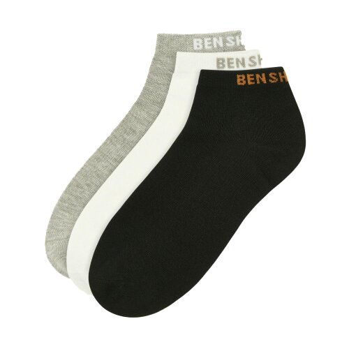 Ben Sherman Unisex Adult Trainer Socks (Pack of 3) - Black/White/Grey