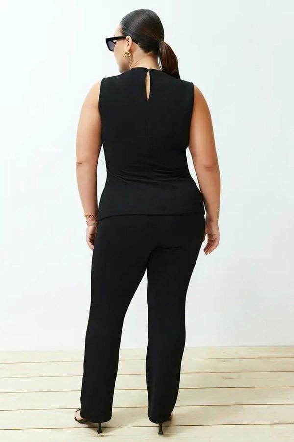WOVCOR 2- Piece Knitted Seasonal Top and Bottom Set with Slit Detail