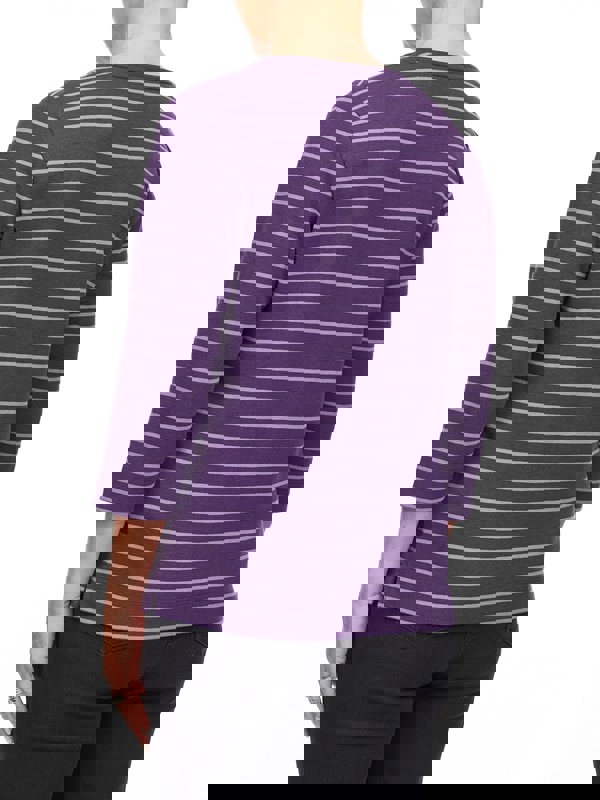 PennyPlain Round Neck Striped Top - Mulberry