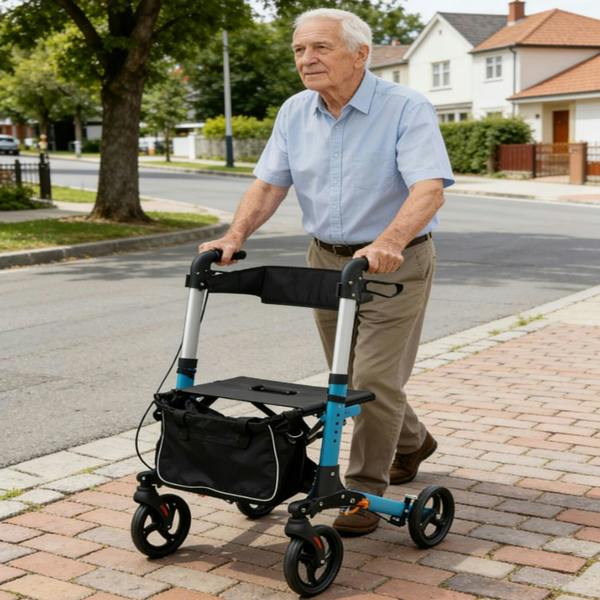 Gr8 Home Lightweight 4 Wheel Rollator Walker with Seat