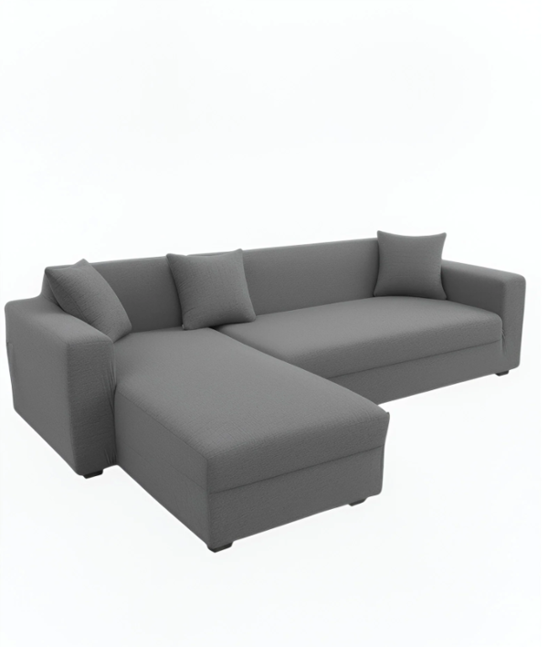 Anyseat 4 Seater Sofa Cover Plain Ash Grey Style and Protection For Living Room Sofa Chair Elastic Stretchable Slipcover