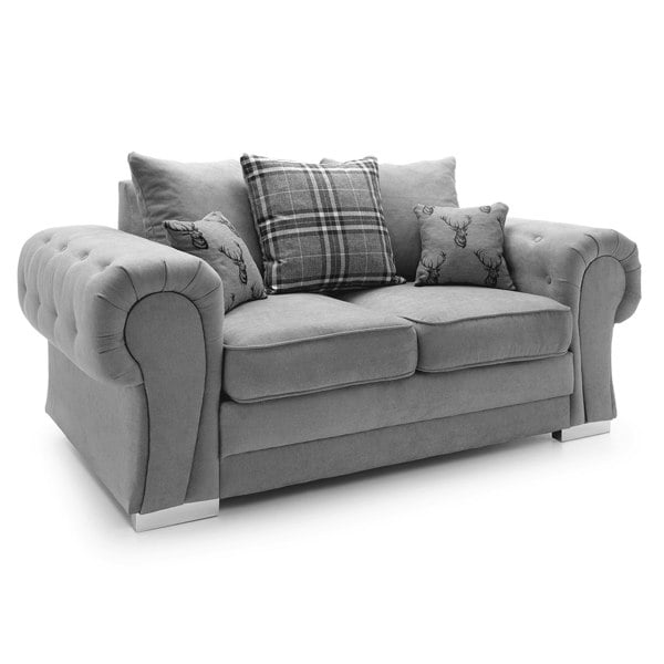 Milan Chesterfield Fabric 2 Seater Sofa - Scatter Back
