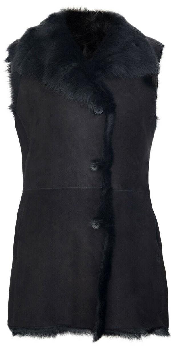 Infinity Leather Women's Black Toscana Sheepskin Buttoned Gilet-Manama