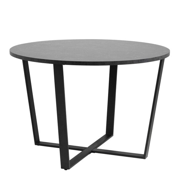 Wyld Haus Stovring Black Marble Effect Round Dining Table Black Legs