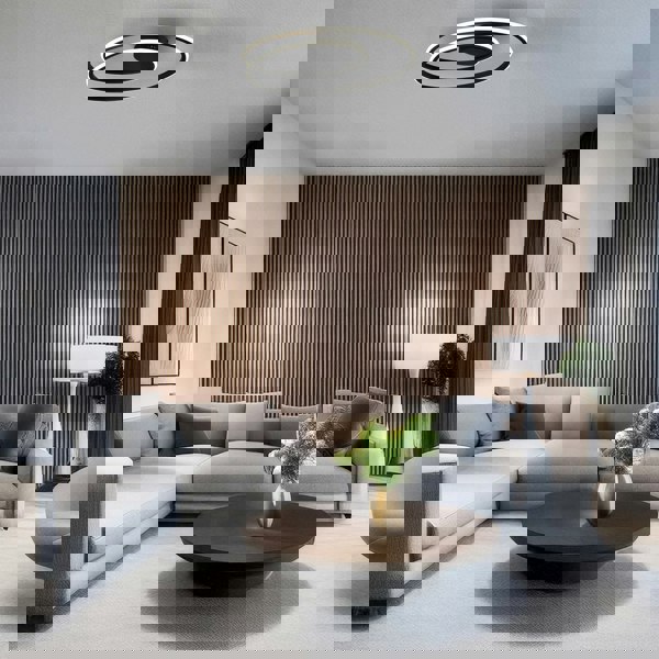 Modern Double Swirl Strip LED Flush Ceiling Light Fitting in Sleek Matte Black Image 7