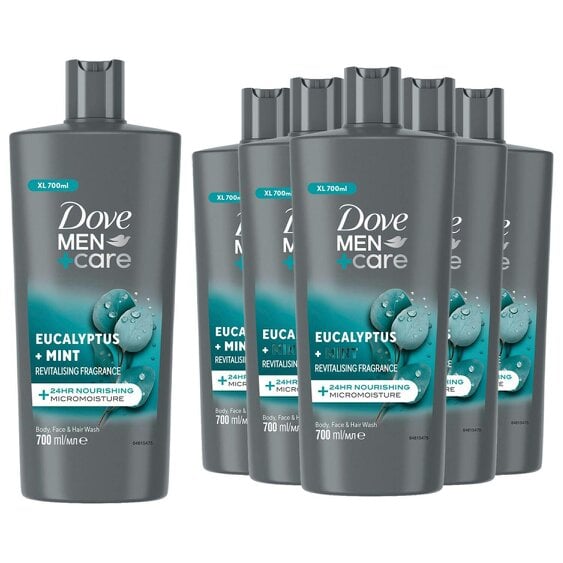 Dove Men+Care Eucalyptus + Mint 3-in-1 Hair, Face and Body Wash 6x700 ml