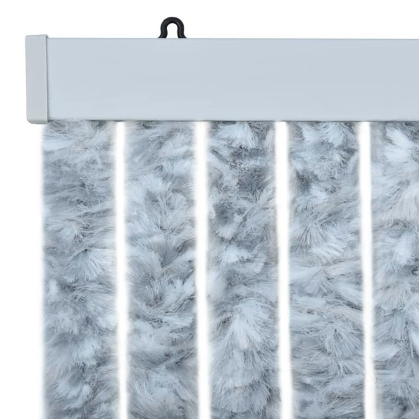 Berkfield Insect Curtain White and Grey 90x200 cm Chenille