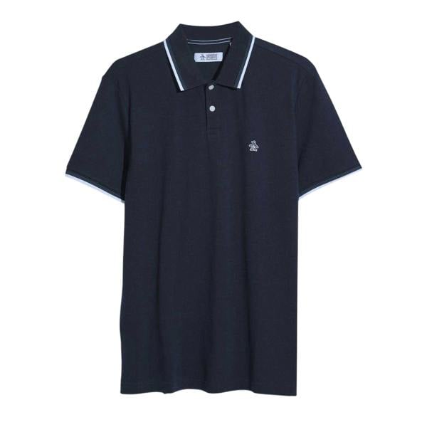 Original Penguin Mens Striped Regular Short-Sleeved Polo Shirt - Dark Sapphire - 