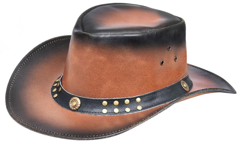 Infinity Leather Australian Smoke Western Style Cowboy Outback Real Leather Aussie Bush Hat