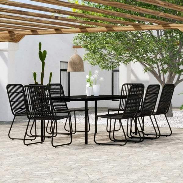 Berkfield 9 Piece Garden Dining Set Black