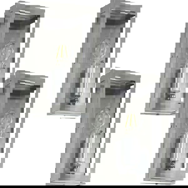 2 PACK IP44 Outdoor Wall Light Stainless Steel Box 1x 60W E27 Porch Lamp Loops