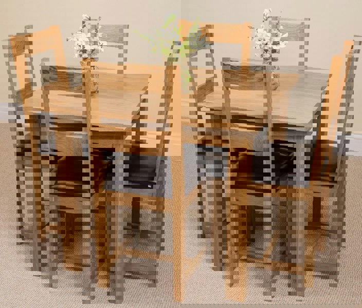 That's Furniture Oslo 90 x 90cm Small Square Oak Dining Set with 4 Lincoln Oak Chairs
