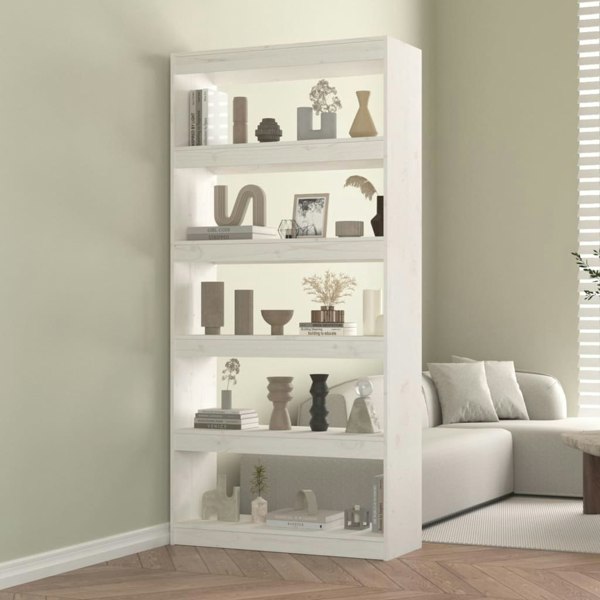 Berkfield Book Cabinet/Room Divider White 80x30x167.4 cm Solid Wood Pine