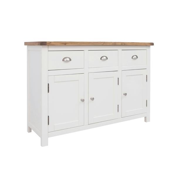 Cabinet Bits Lovere Off White 3 Drawer 3 Door Sideboard Chrome Cup Handle