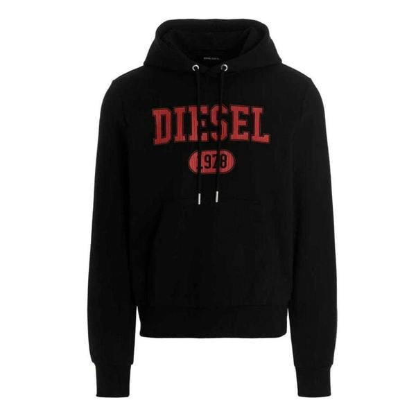 Diesel Mens Varsity Logo Hoodie - Black - 
