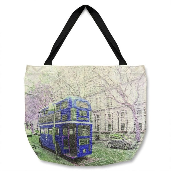 Benjamin Tate Design London Bus Behind Blue Tote bag