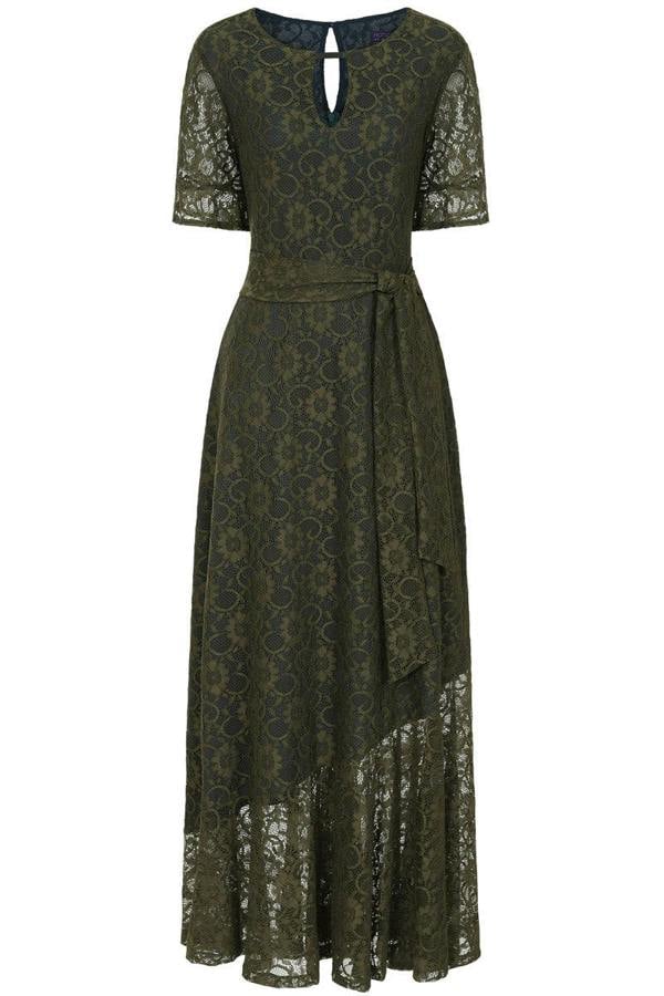 HotSquash Keyhole Lace Dress with Asymmetric Hem