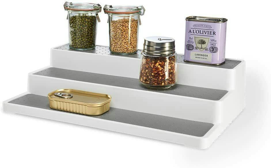 HYGRAD BUILT TO SURVIVE 3/2 Tier Shelf Jar Rack Holder Cupboard Corner Organiser Storage Kitchen Tool UK