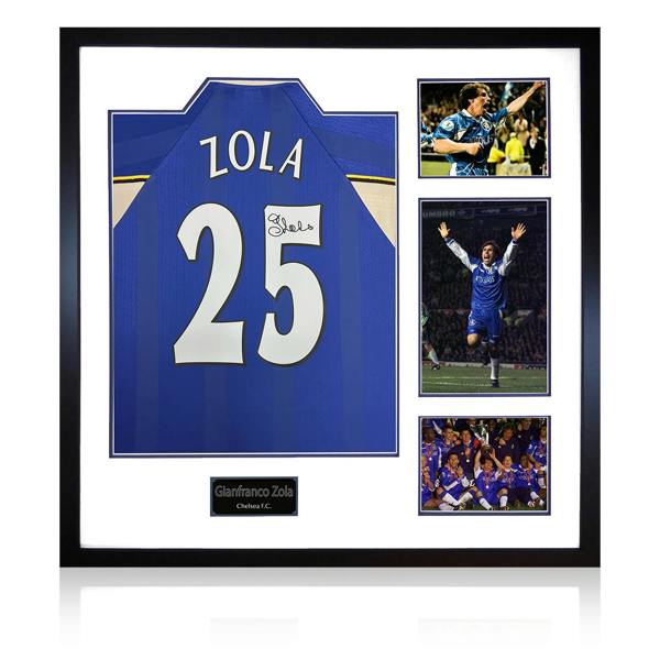 Gianfranco Zola Signed Chelsea Shirt Elite Frame