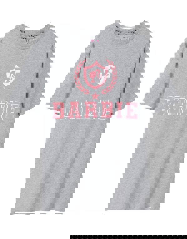 Barbie Womens Grey Collegiate Logo Short Sleeved T-Shirt