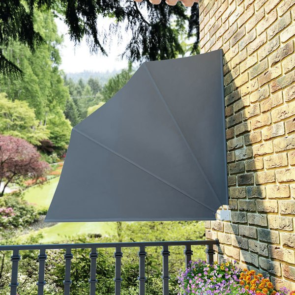 Berkfield Collapsible Balcony Side Awning Grey 140x140 cm