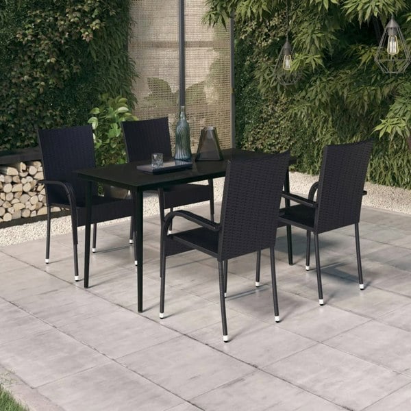 Berkfield 5 Piece Garden Dining Set Black