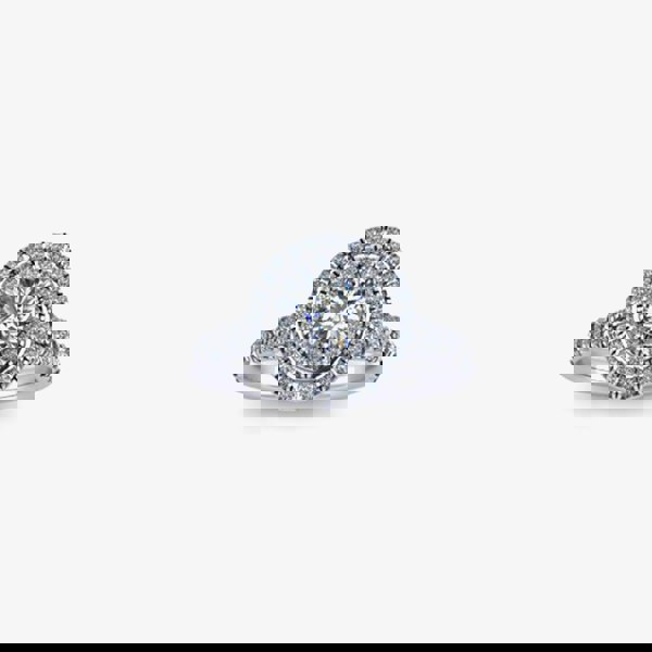 T. H. Baker Platinum 0.77ct Diamond Dual-Shoulder Halo Cluster Ring (M) ENG5053