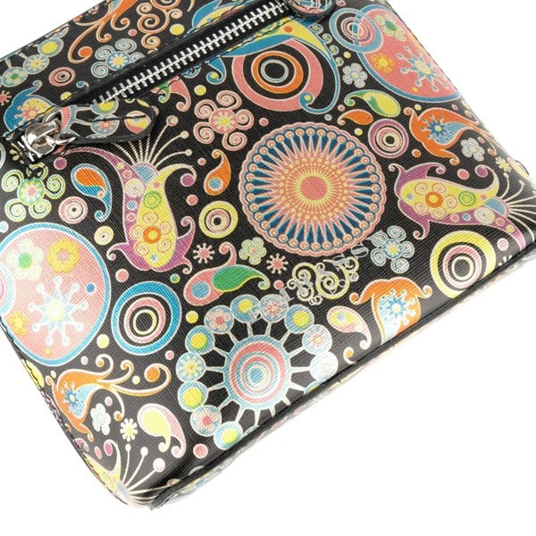 Embassy London Macaw - Navy & Pink - Women's zip-up crossbody leather handbag