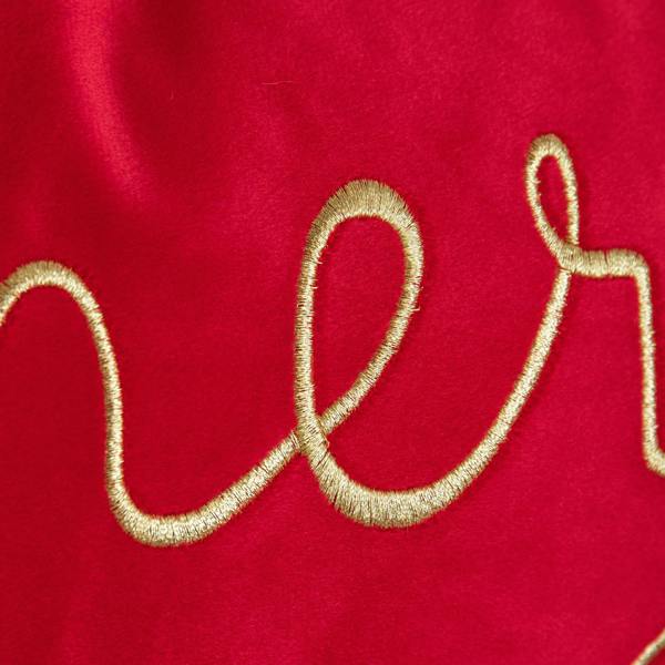 Samuel Alexander 49cm Red Merry Christmas Cushion with Gold Lettering & Trim