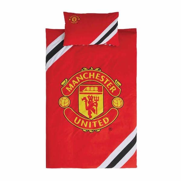 Manchester United FC Core Stripe Single Duvet Set, Bedroom, Sports, Gift