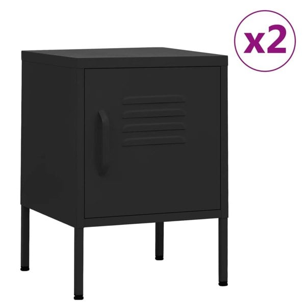 Berkfield Nightstands 2 pcs Black 35x35x51 cm Steel